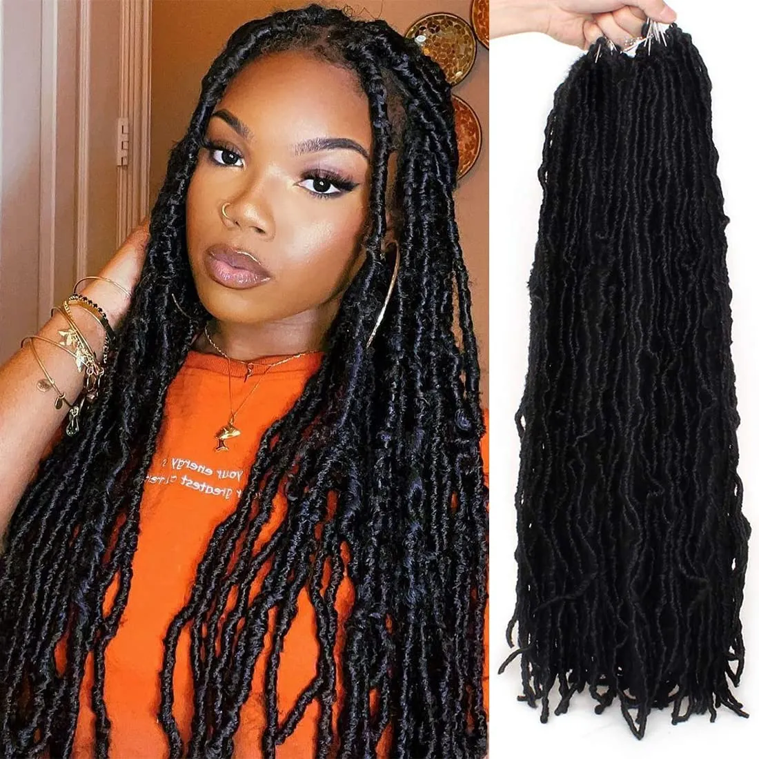 18/24 дюйма Nu Faux Locs Crochet Hair Curly Waby African Goddes