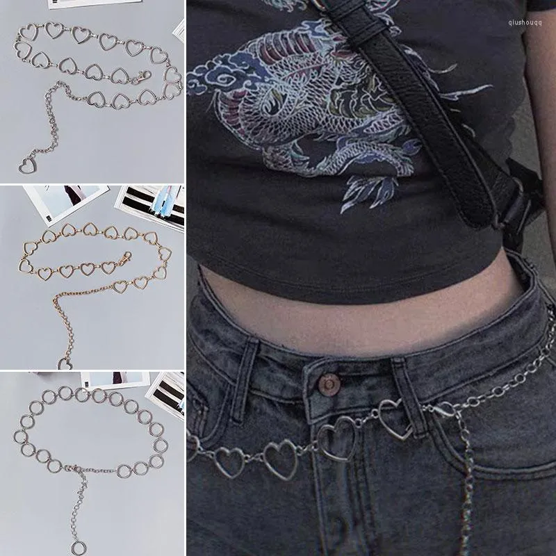 Belts Fashion Female Metal Chain Belt Pants Waist Love Heart Fine Classic Hollow For Jeans Versatile Christmas