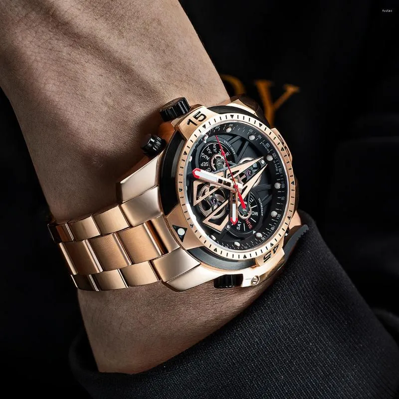 Zegarstka Rafa Tiger/RT Rose Gold Automatyczne zegarek dla mężczyzn Design Design Mechaniczna bransoletka Relogio Masculino RGA3591