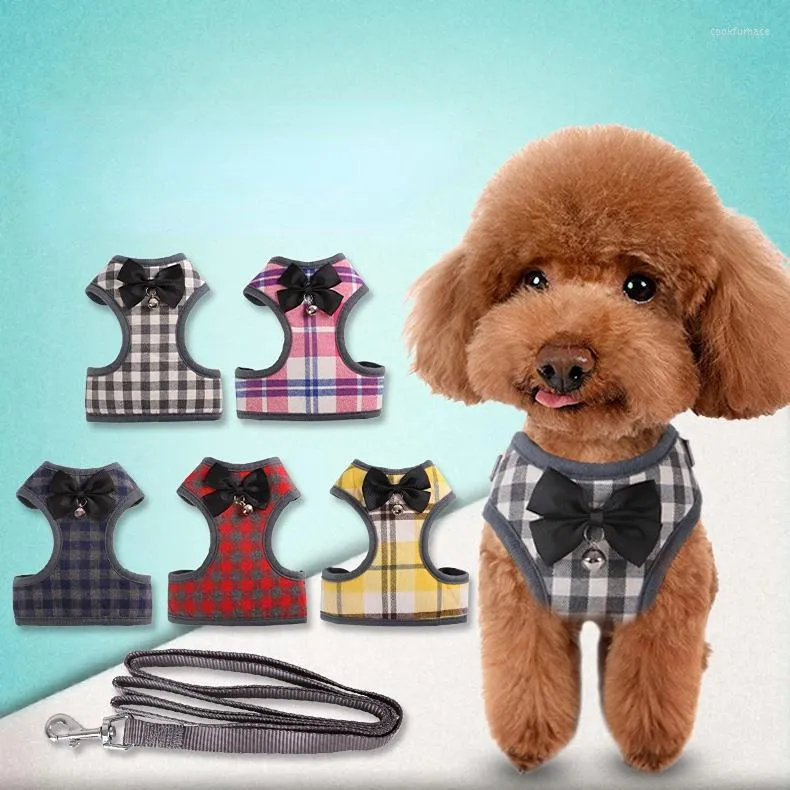 Hundkrage Pet Chest Rem med Bell Bow Tie Cat Teddy liten krage än Bear Bomei Schnauzer allt-i-one västtraktion rep