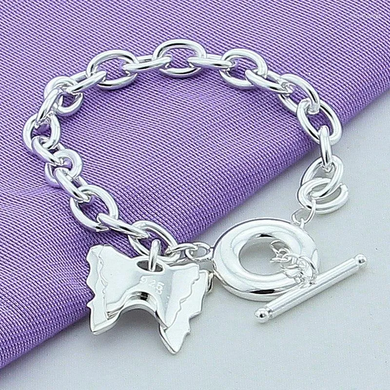 Bracelets porte-bonheur marque Bracelet en argent 925 bijoux mignon deux papillon pendentif mode en gros