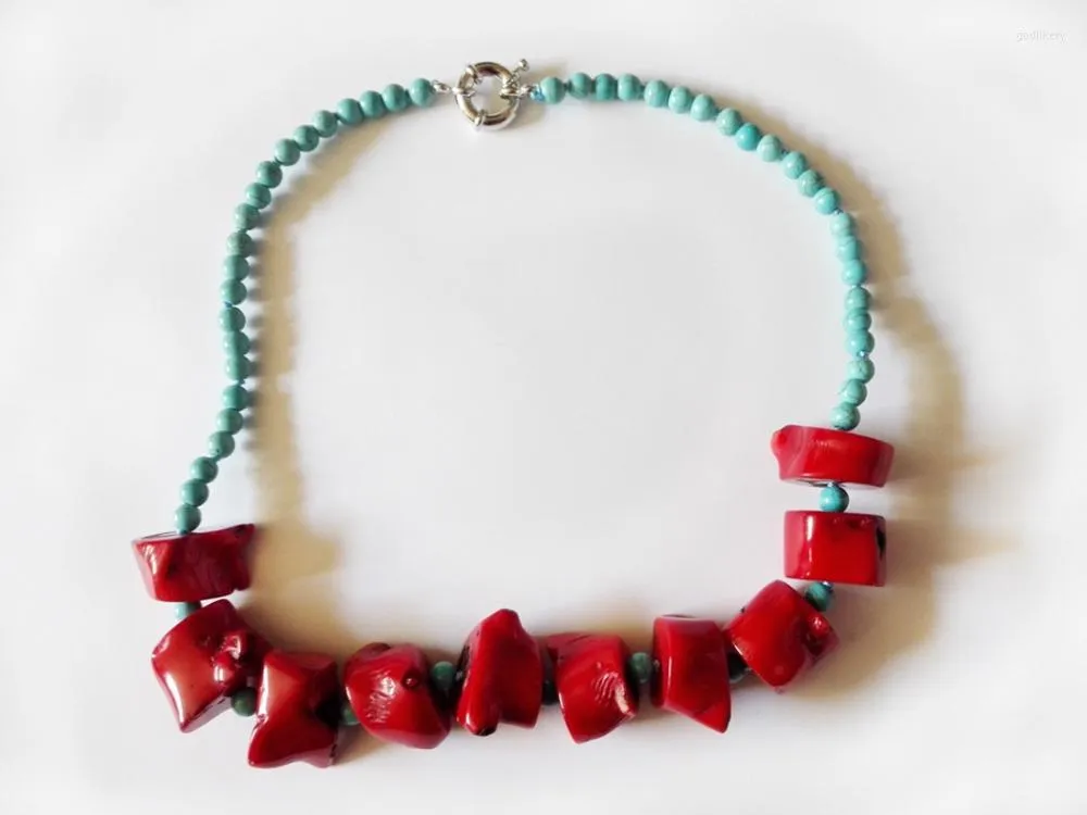 Jóias de casamento de gargantilha jóias de coral vermelho colar redondo de pedra exagerada handmade charme