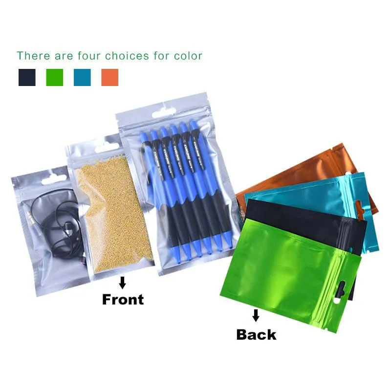 10*18cm One side clear colored Resealable Zip Mylar Bag Aluminum Foil Bags Smell Proof Pouches Jewelry bag Food Bean Bag