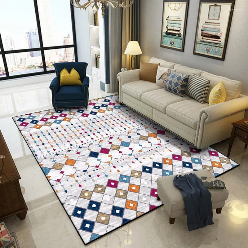 Mattor Nordiska färg geometri dörrmatta turkisk nationell stil matta vardagsrum kök badrum sängmatta plysch tryck golv