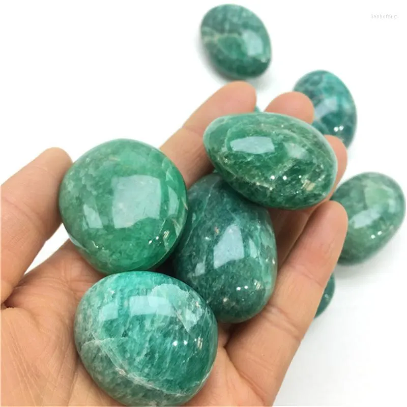 Dekorativa figurer Naturliga Amazonite Quartz Crystal Palm Stone Chakra Healing Gemstone Home Decor