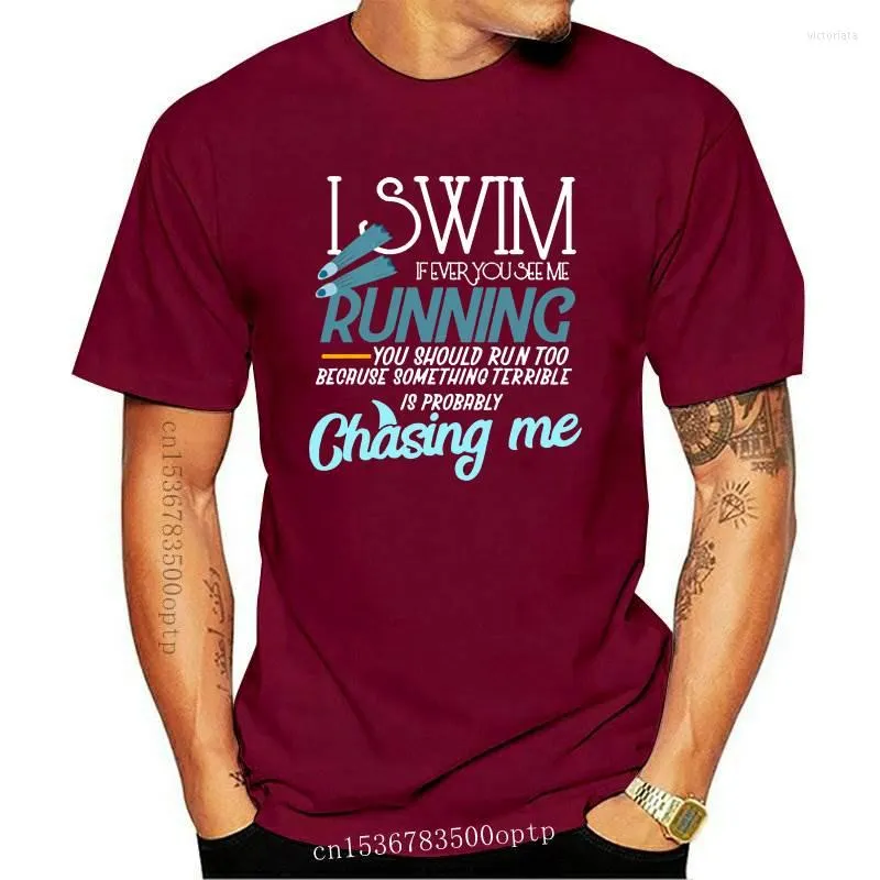 Men's T Shirts I Swim If You Ever See Me Running Funny Swimmer T-Shirt Tee Gift Idea Humor Fashionable