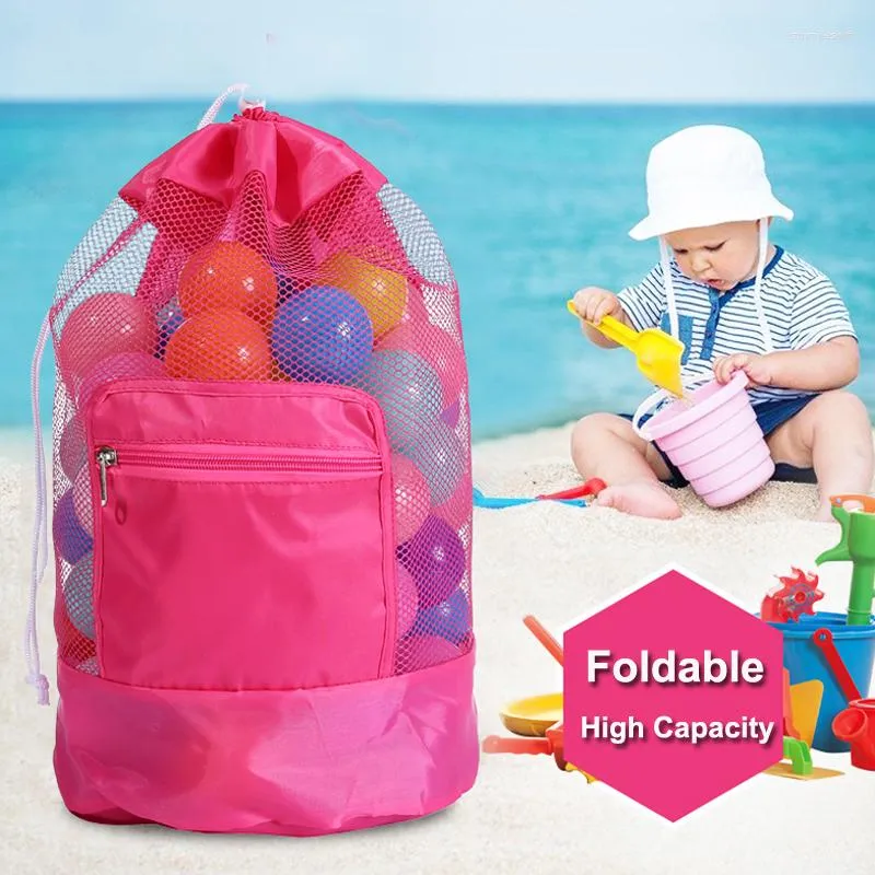 Sacs de rangement en plein air plage maille sac enfants sable loin pliable portable enfants jouets vêtements jouet divers organisateurs