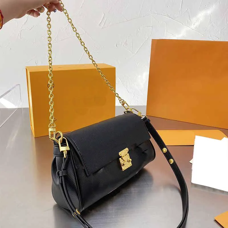 Top Cross Body Woman Handbag Purse Favorit Guldkedjan Kornig Real Leather präglad gammal blommamagnetisk lås Removab