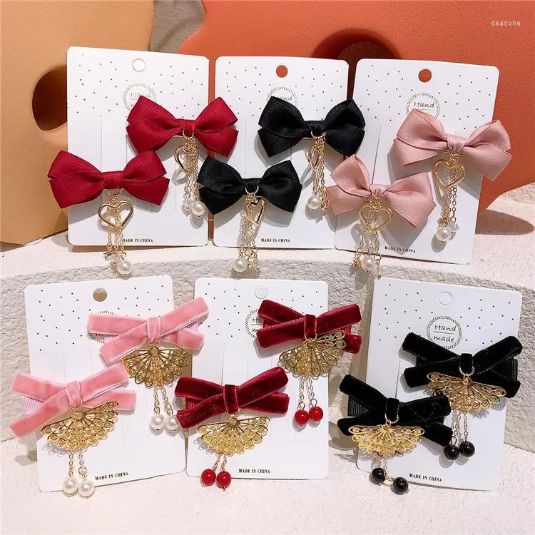 Haaraccessoires Baby Meisjes Rode Tassel Pin Plush Kinderkinderen Clips Dragen Styling Tool Haipin Hoofdtooi 2 stks