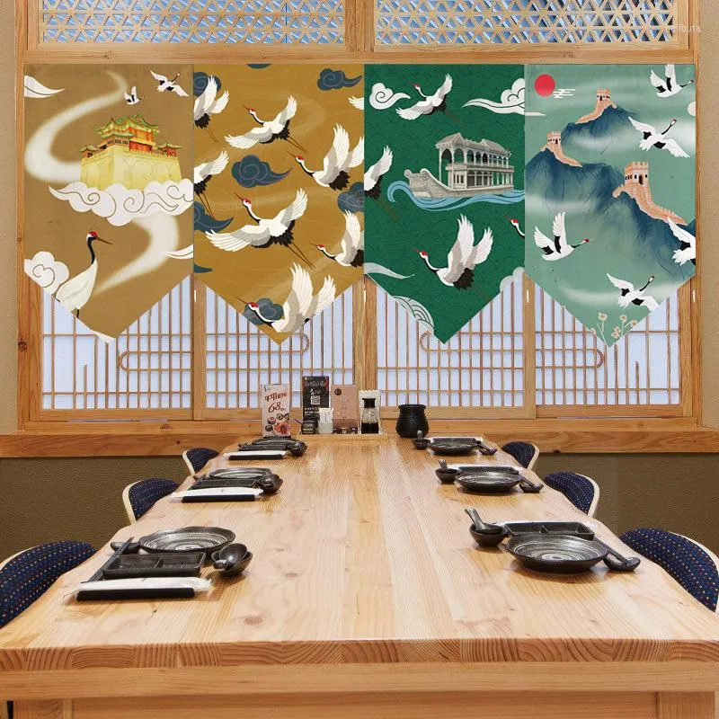 Rideau japonais suspendu porte courte Triangle drapeau cuisine Noren décor à la maison cloison d'entrée pour Sushi Shop Restaurant drapé