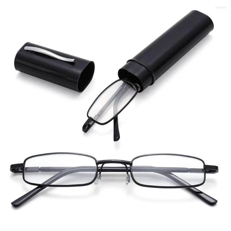 Sunglasses Portable Lightweight Slim Reading Glasses With Tube Case Anti Blue Light Readers For Men Women Mini Compact Eyeglasses