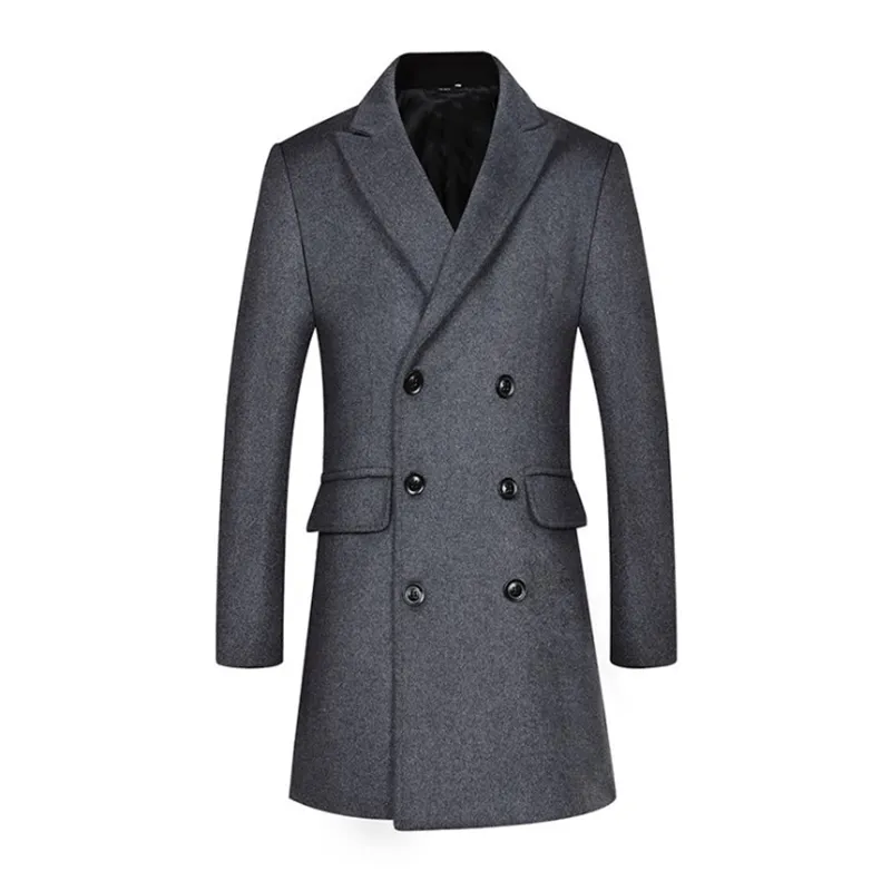 Misto lana da uomo Autunno Inverno Uomo Cappotto in misto lana Doppio petto Trench lungo da uomo Cappotto da marinaio spesso Cappotti di lana maschile 220930