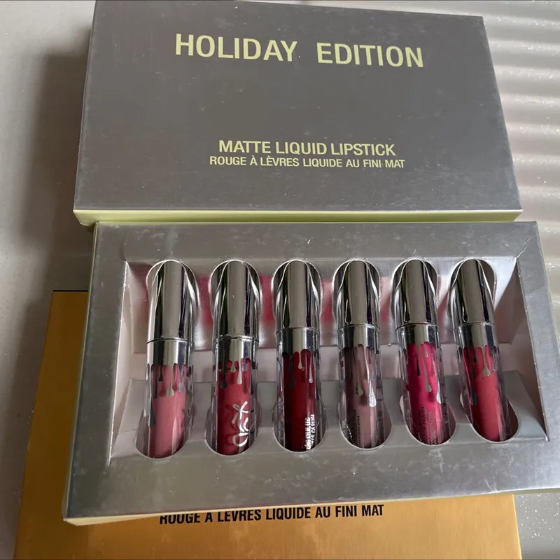 Dropshipping Populära helt nyaste smink Mini Lip Collection 6Colors Lipstick Liquid Matte 6st/Set Gloss