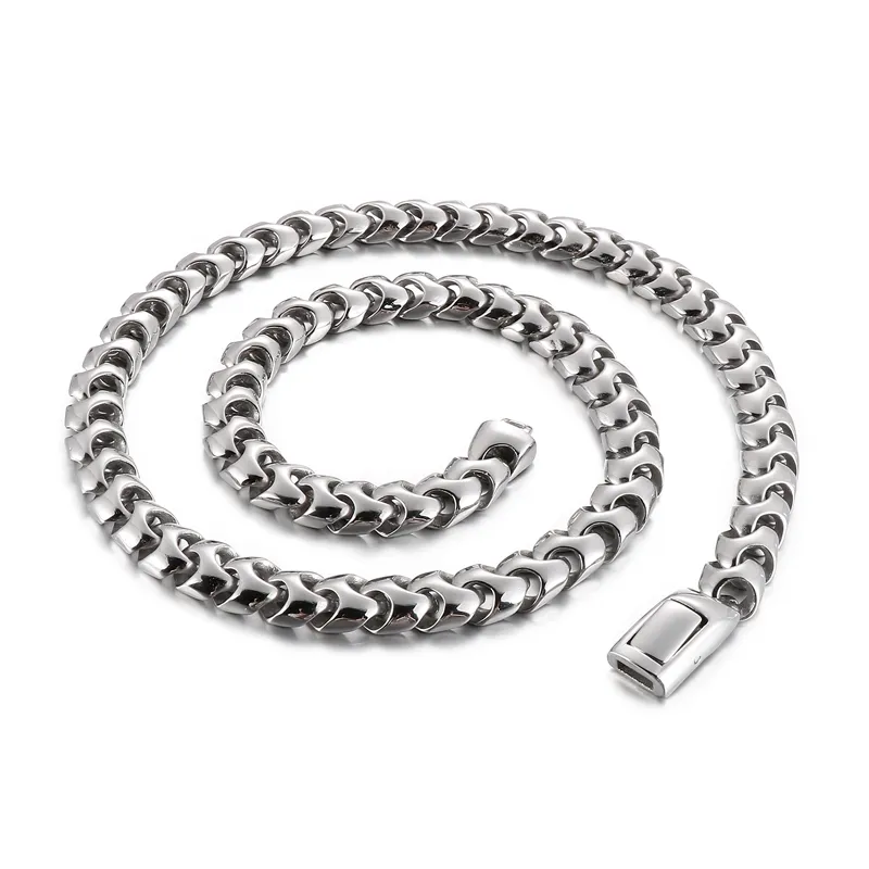 9mm 20-24inch Silver Dragon Bone Chain Link Necklace For Mens Fashion Casting Jewelry Cool Friends Gifts