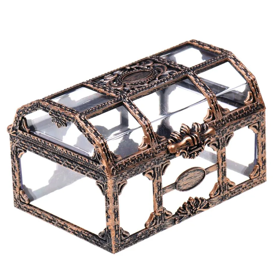Retro Plastic Transparent Pirate Treasure Box Party Supplies Crystal Gem Jewelry Boxs Storage Organizer Trinket Keepsake Treasure Chest
