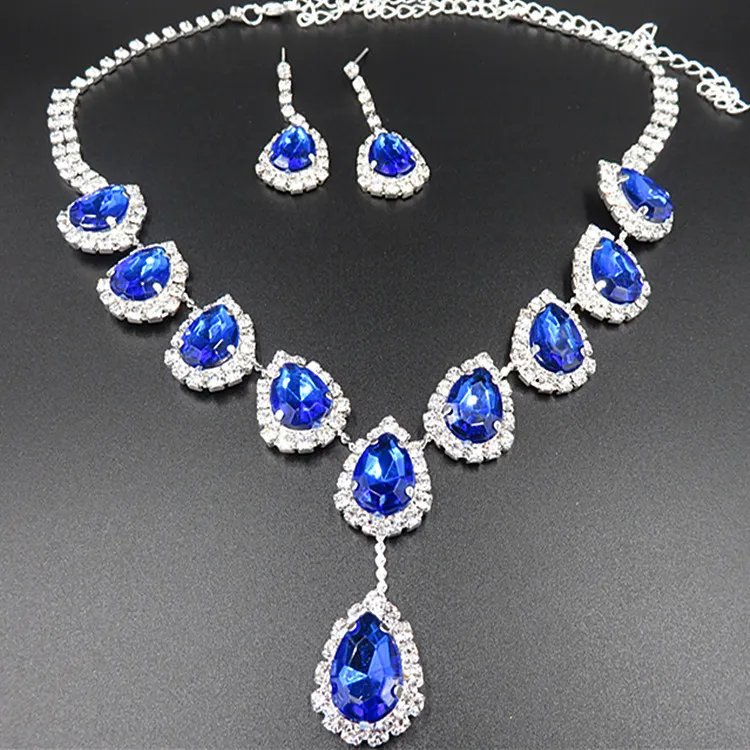 Smycken underbara lila diamanthalsband och örhängen brud smycken set bröllopstillbehör