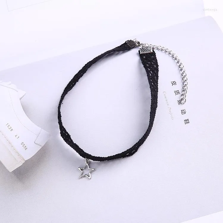 Choker Einfache Gothic Star Lace Damen Halskette Modeaccessoire Kurzer Schmuck Für Frauen Mädchen