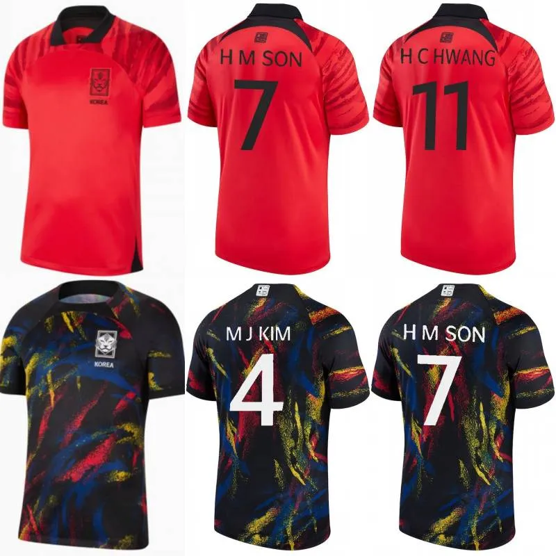 2022 Maillot de football de Corée du Sud # 7 H M SON # 11 H C HWANG Shirt Mens 6 I B HWANG Uniforme de football à domicile