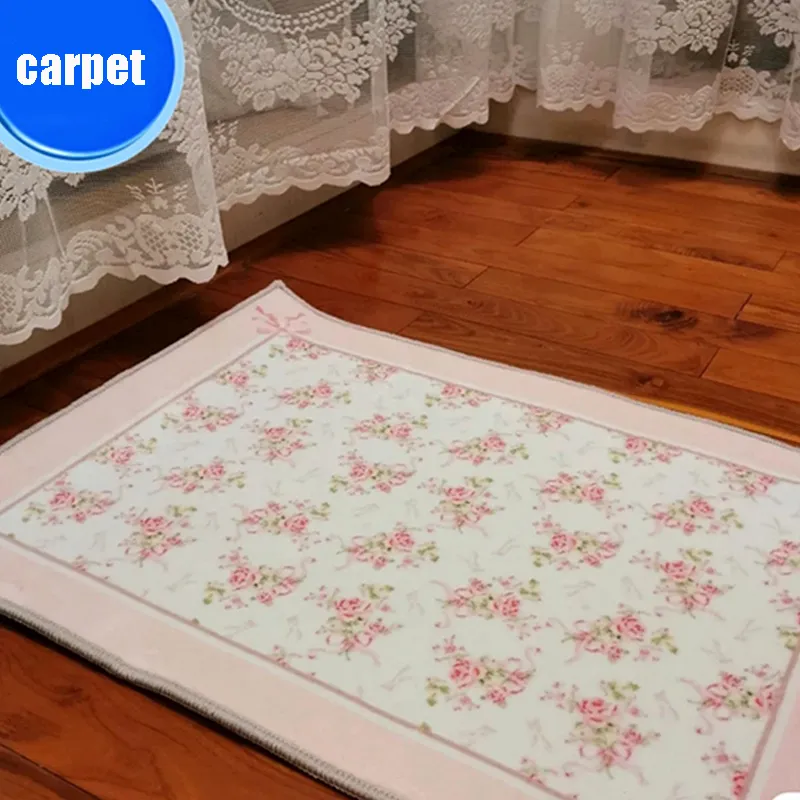 Carpet French Retro Carpet Pink Cute Home Door Porch Floor Mat Dusting Footmat Romantic Soft Pattern Rugs Classical Decor Floormat 220930