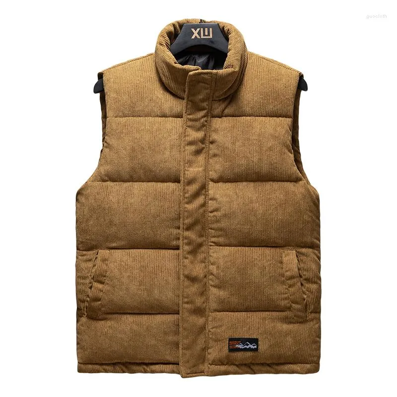 Gilet da uomo Inverno Uomo Gilet di velluto a coste Uomo spesso caldo Cappotto senza maniche confortevole Gilet casual Colletto alla coreana Tinta unita Taglia 5XL