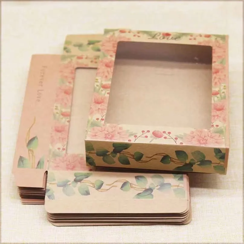 Packaging Box Color Printing gift packaging boxes Paper universal packaging box PVC window white Exquisite kraft papers box various Patterns