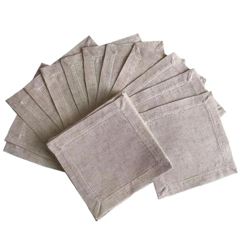 Serviette de table 12 pièces serviettes en tissu napperons tissu de dîner gris blanc coton lin multi taille serviettes blanches table maison el restaurant serviette 220930