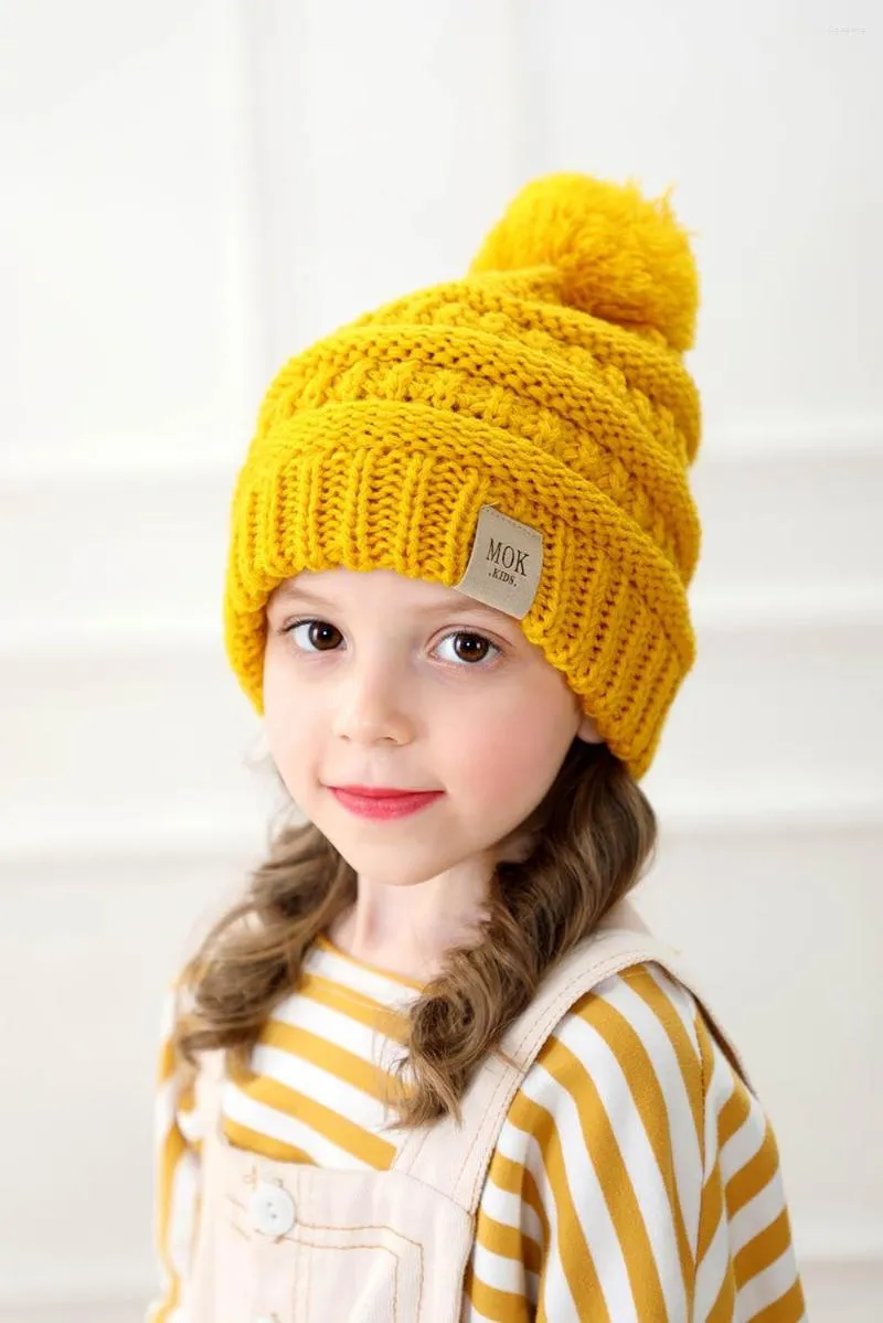 Chapeaux d'hiver pour filles, bonnet tricoté avec lettres, pour enfants de 1 à 8 ans, chaud et mignon, automne, queue de cheval