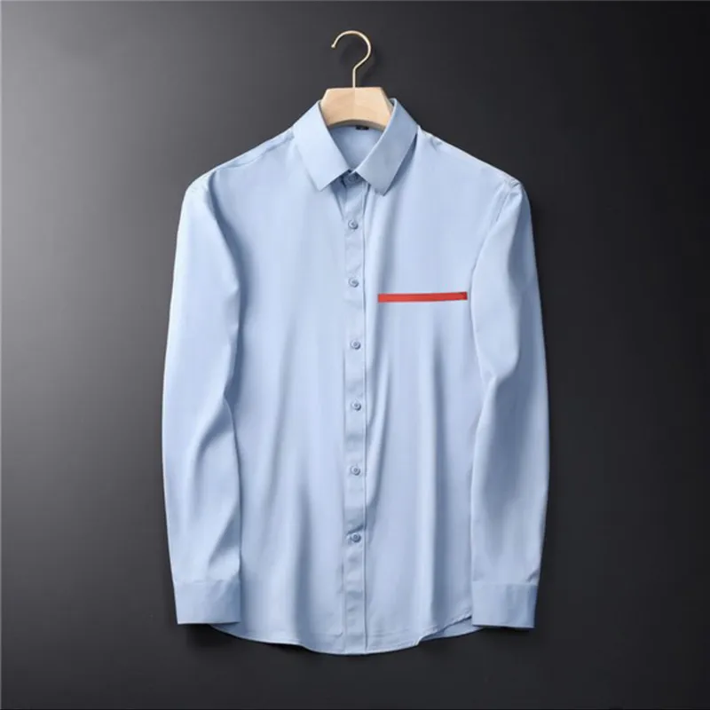 Camisas casuales para hombre Diseñador de calidad Camisetas de negocios Camisa de manga larga clásica Carta de color sólido Blusa de primavera y otoño tallas grandes S/M/L/XL/2XL/3XL/4XL/5XL