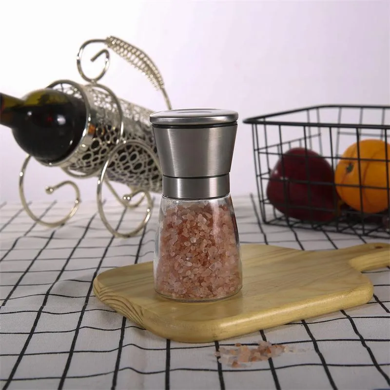 Set 3 Macinini Per Sale E Pepe In Acciaio Inox Con Macinino In Ceramica Regolabile - 13,5 Cm, Eleganti E Funzionali