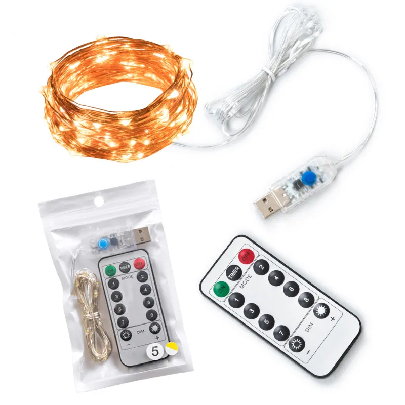 LED-Lichterkette, USB-Stecker, Weihnachts-Lichterkette, Kupferdraht, Girlande, Hochzeit, Party, Dekoration, Lichter