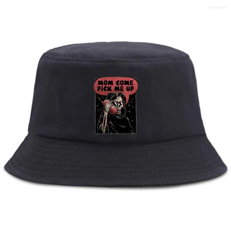 BERETS MOM Come Pick Me Up Funny Skull Men Hat Casual Cotton Y2K Panama 2022 Women Fedoras Graphic Summer Bob Cap Fisherman Hats