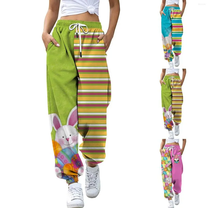 Pantaloni da donna Pantaloni sportivi da donna con stampa pasquale con coulisse Trend Athleisure Design alla moda Pantalone super comodo di alta qualità Veloce