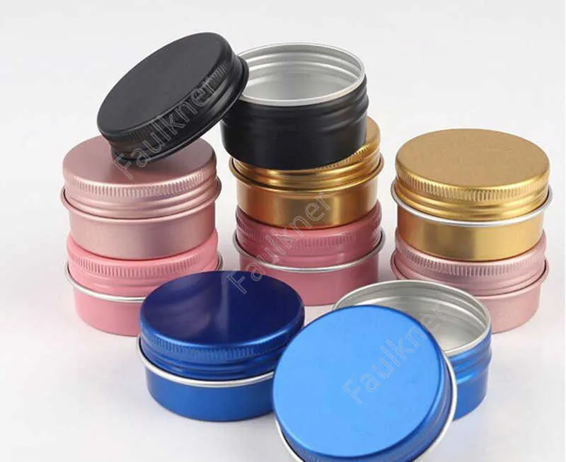 Empty Mini 5g Aluminium Jars Metal Pink Gold Black Silver Sample Lip Balm Cream Mask Tin Case Makeup Container 10000pcs DAF488