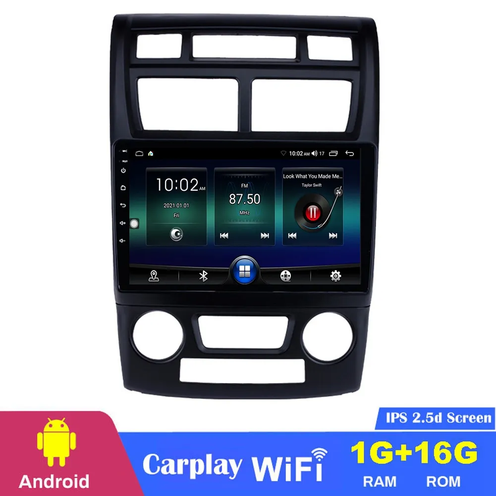 Android 10 2-DIN-Auto-DVD-Player für 2007–2017 KIA Sportage, automatische Klimaanlage mit WIFI-Musik, USB-AUX-Unterstützung, DAB, SWC, DVR, HD-Touchscreen