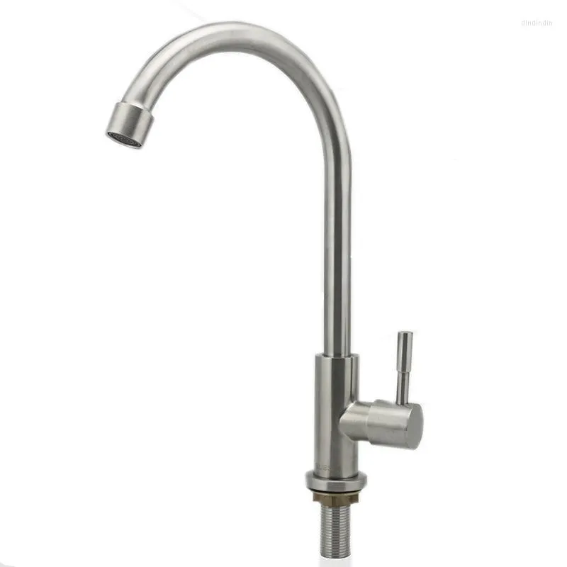 Kitchen Faucets 304 Stainless Steel Faucet Sink Single Hole Cold Vertical