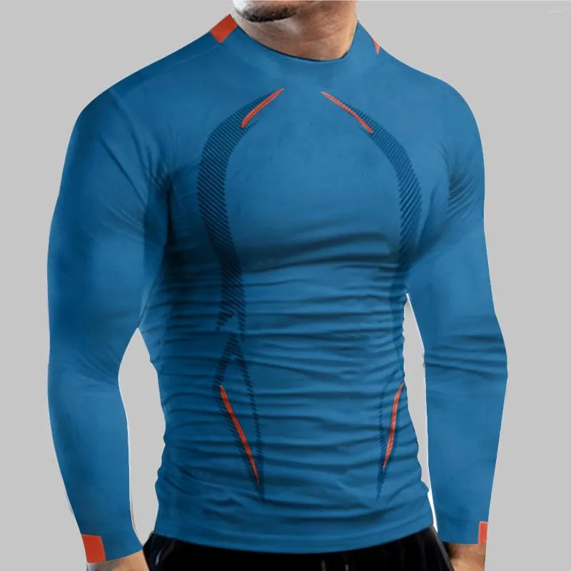 Moldeadores de cuerpo para hombre, Otoño e Invierno, alta elasticidad, transpirables, deportivos, ajustados, estampado de patrón de manga larga, secado rápido, Fitness, Control superior