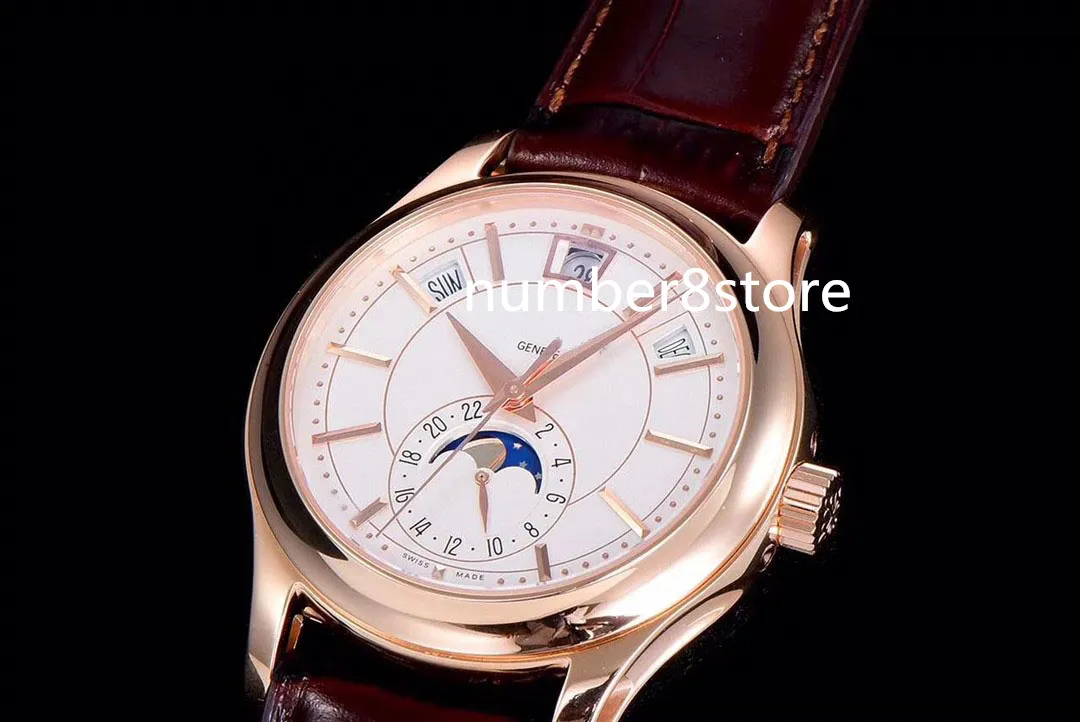 Calendario anual 5205 Reloj para hombre GR Factory V2 Oro rosa Esfera blanca Cal. suiza.324 Cronógrafo automático 28800vph Relojes de pulsera de lujo con cristal de zafiro 2 colores