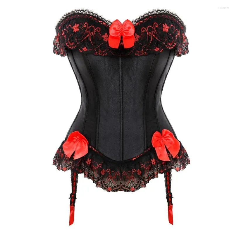 Bustiers espartilhos e para mulheres steampunk cetim push up renda desgosto corsetto plus size tamanho gótico korsecarnival party clubwear