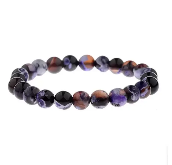 Natural Volcanic Stone Bracelets 8mm Women Beaded Strands Colorful 7 Chakra Yoga Balance Beads Buddha Prayer Elastic Bracelet Fashion Men Jewelry Gift