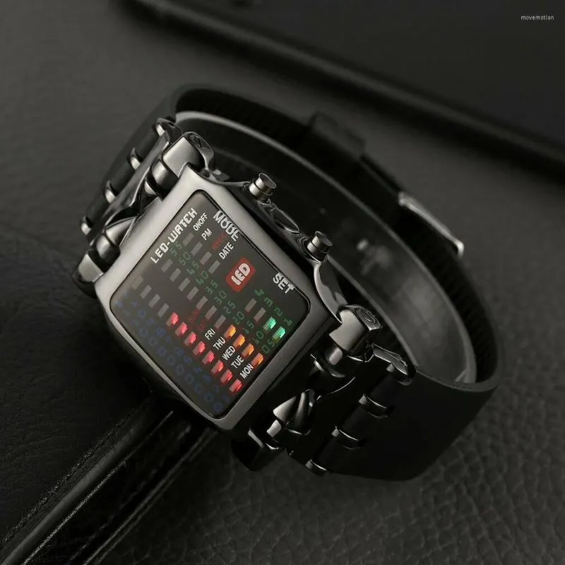 Montres-bracelets 2022 mode LED binaire montres numériques hommes sport Silicone Montre électronique carré Montre Homme Reloj Hombre