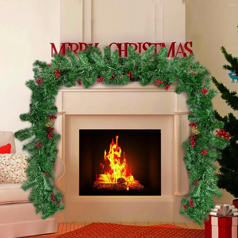 Decorative Flowers 2.7M Christmas Tree Rattan Encrypted Luxury Hanging Wreath Package European Fireplace Holiday Decoration Supplies
