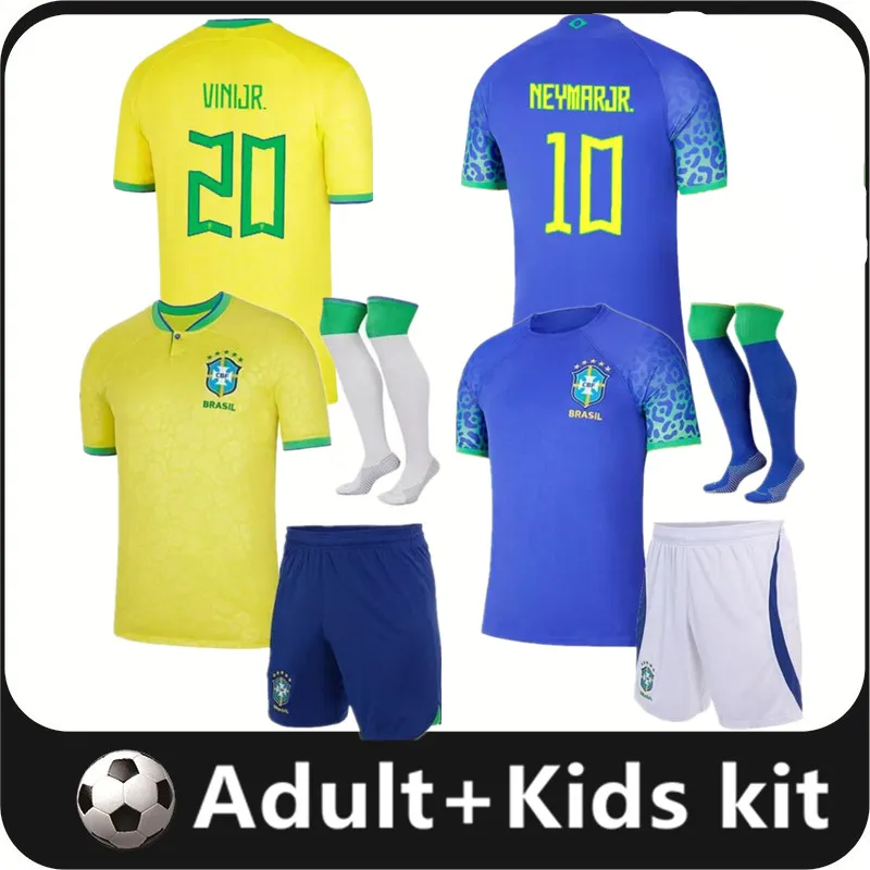 Camisa Brasil 2022 2023 Neymar Soccer Jerseys 22 23 Бразильские детские детские комплект Ричарлисон Вини -младший. Энтони Рафинха Л. Пакета Г. Джесус Касемиро Кубок мира футбол