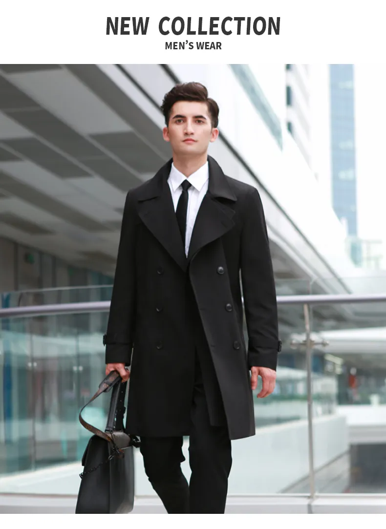 Mens Double Breasted Coat, Long Puffer Jacket Mens Elegant Sky