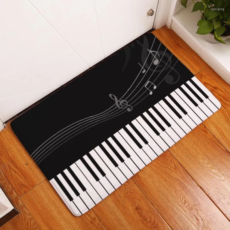 Acheter Tapis rond Musique Symbole Touches de piano Noir Blanc