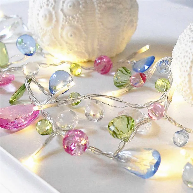 Sznurki 1,5 m 10led Fairy Crystal Bead Światło choinka Garland bateria dekoracyjna wakacyjna przyjęcie weselne Dekoracja Dekora