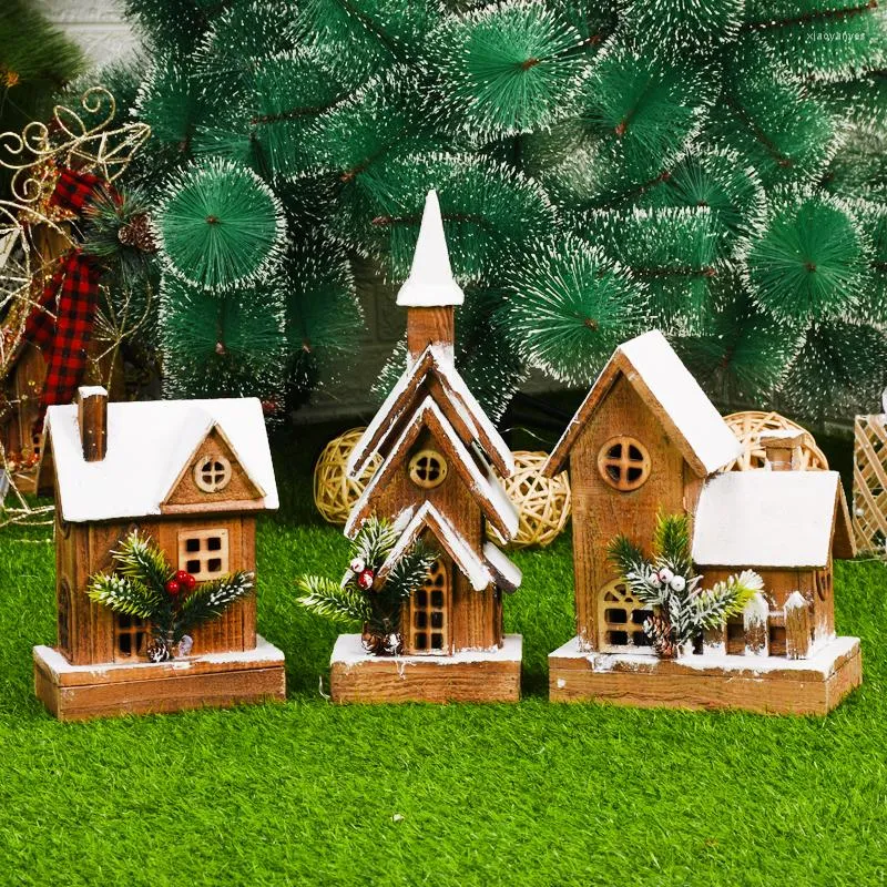 Decorazioni natalizie Decorazioni per la casa Cabina in legno Ornamenti per l'albero di nevicata Anno regalo Navidad 2022 Decoraciones Para El Hogar