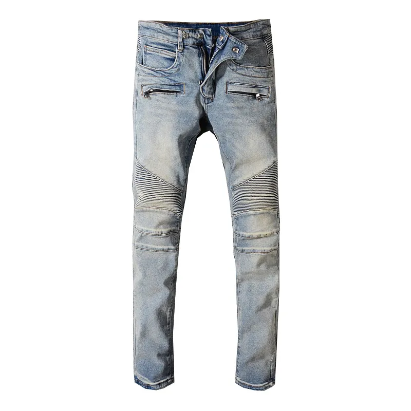 Balmain Biker Jeans With Stripe Distressed Ripped Biker Jeans Mens