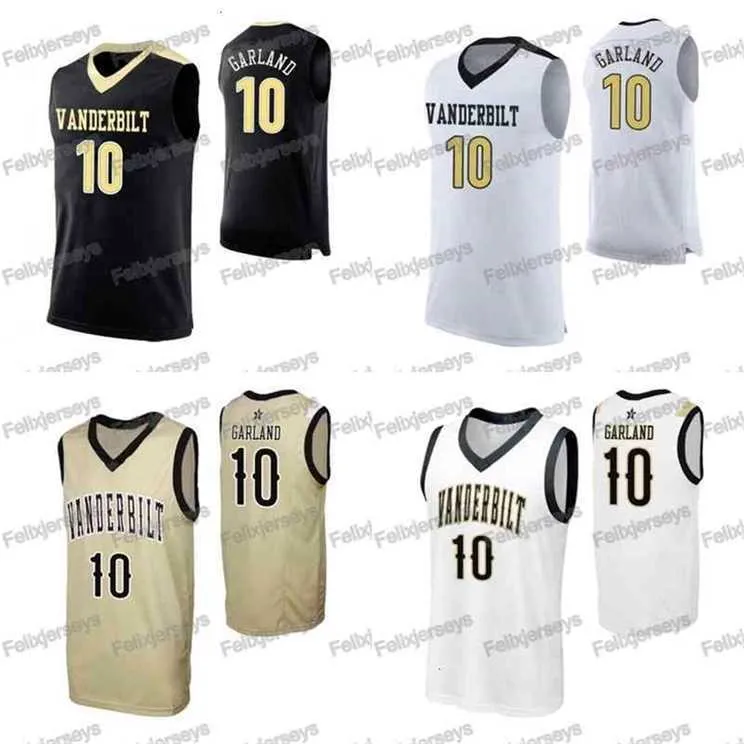 GLA THR 10 Darius Garland Vanderbilt Commodores College Basketball Jersey Darius Garland White Black Yellow Basketball Jerseys