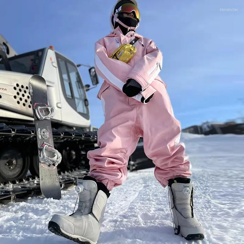 スキースーツ2022ブランドウィンターメンズ女性スノーボードジャケットとズボンワンピーススキースーツ防水ジッパー反射雪パンツ