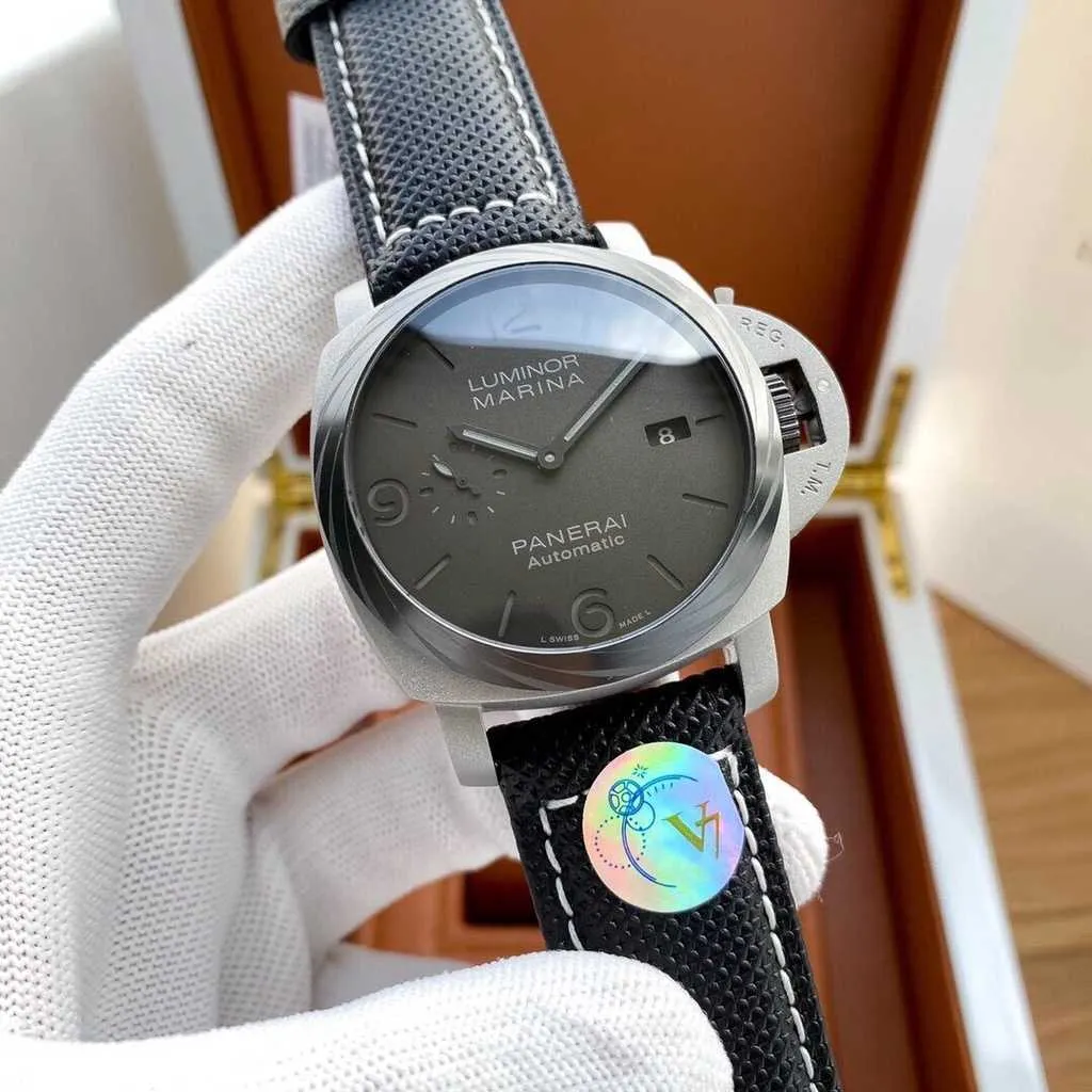 PANERIWATCH PANERAII 고품질 시계 디자이너 깨끗한 공장 시계 남성용 기계식 자동 사파이어 미러 47mm 13mm 카우 히드 웨이브 밴드 SP.